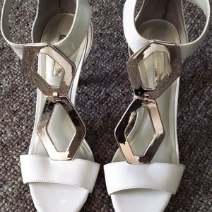 BCBG white & Gold Sandals (New)